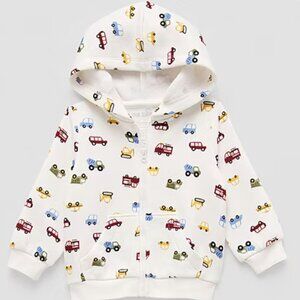 NWT Okie Dokie Baby Boy Toddler Fleece Hooded Jacket 18 Months Lightweight Cars